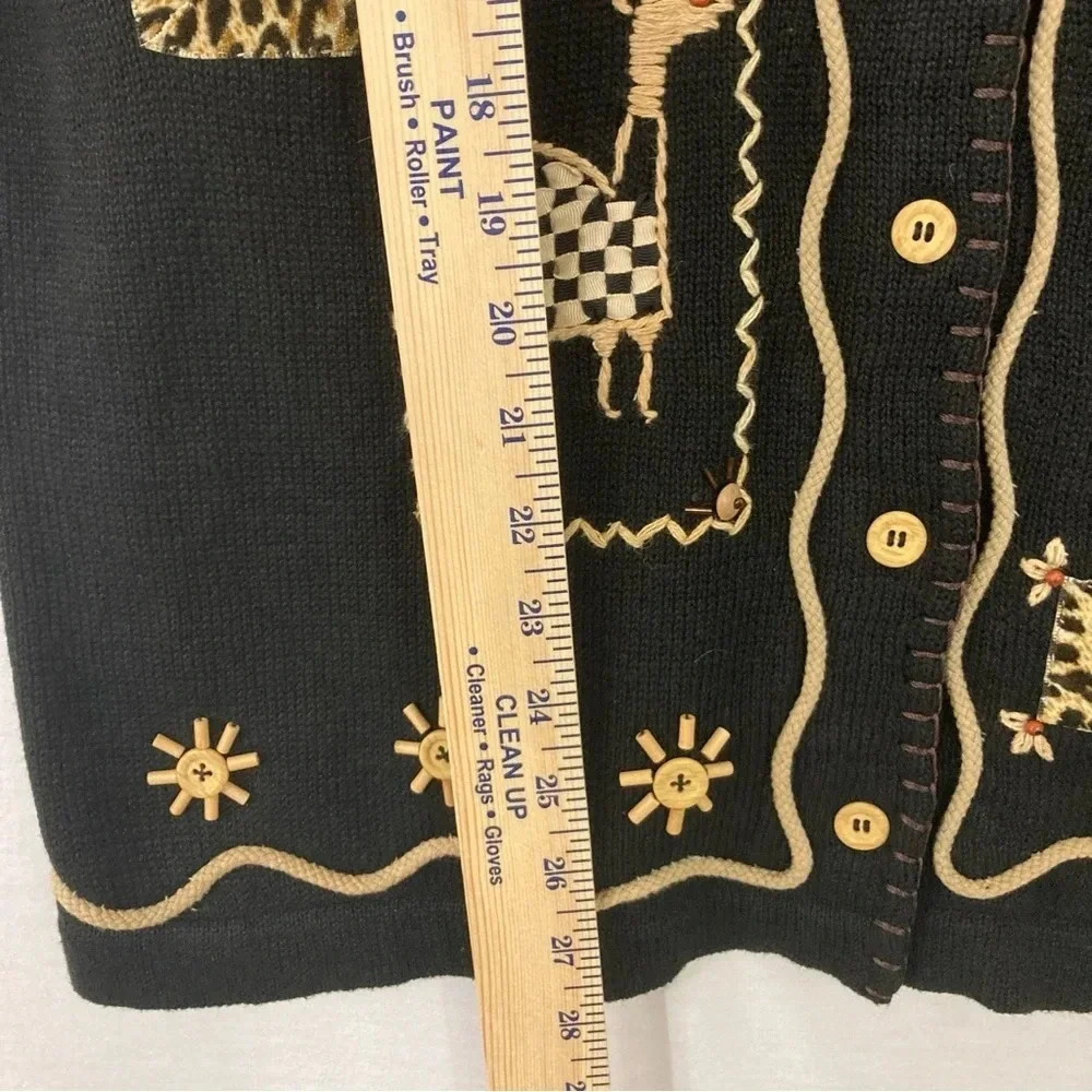 Vintage Arriviste Safari Embroidered Button Short‎ Sleeve Cardigan Large